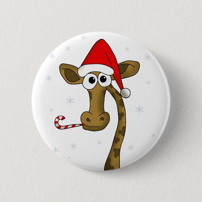 Christmas giraffe 2 inch round button (Front)