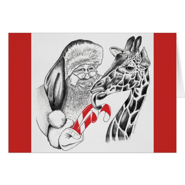 Christmas Giraffe and Santa Claus (Front Horizontal)