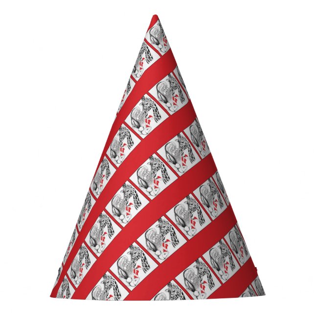 Christmas Giraffe and Santa Party Hat (Front)