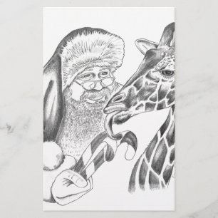 christmas giraffe and Santa Stationery