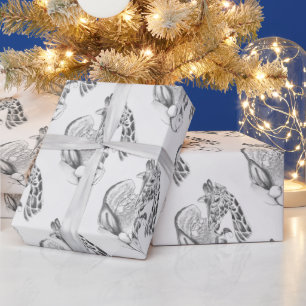 Christmas Giraffe and Santa Wrapping Paper