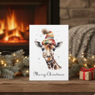 Christmas Giraffe, customizable Holiday Card