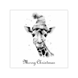 Christmas Giraffe, customizable Self-inking Stamp