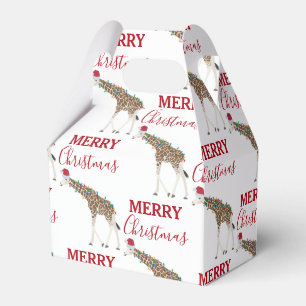Christmas Giraffe Funny Animal with Santa Hat  Favor Box