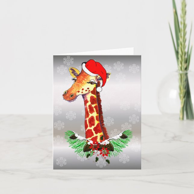 Christmas Giraffe Holiday Card (Front)