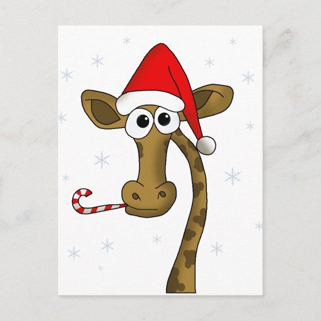Christmas giraffe holiday postcard (Front)
