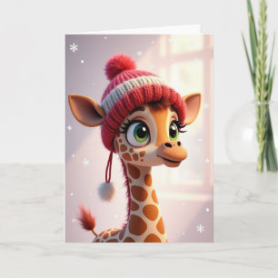 Christmas Giraffe In A Hat Card