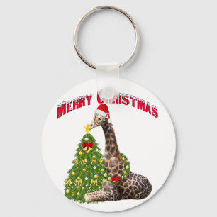Christmas Giraffe Keychain
