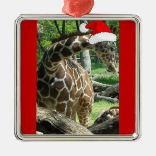 Christmas Giraffe Metal Ornament