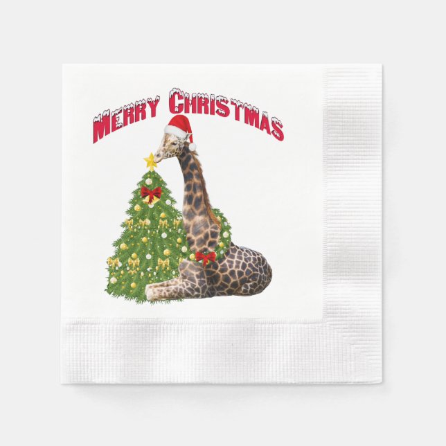 Christmas Giraffe Napkin (Front)