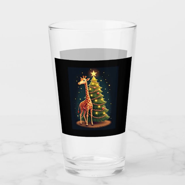 Christmas Giraffe Official Tree Topper Funny Tall  Glass (Front)