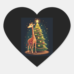 Christmas Giraffe Official Tree Topper Funny Tall  Heart Sticker