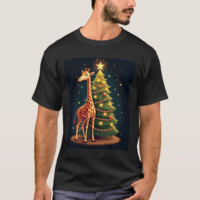 Christmas Giraffe Official Tree Topper Funny Tall  T-Shirt (Front)