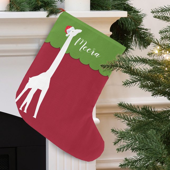Christmas Giraffe Personalized Large Christmas Stocking (Christmas Giraffe Personalized Large Christmas Stocking)