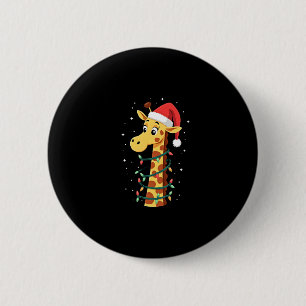Christmas Giraffe Santa Hat Lights Giraffe Men Wom 2 Inch Round Button