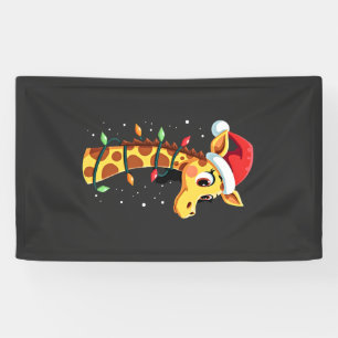 Christmas Giraffe Santa Hat Lights Giraffe Men Wom Banner