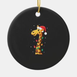 Christmas Giraffe Santa Hat Lights Giraffe Men Wom Ceramic Ornament