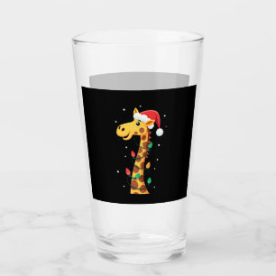 Christmas Giraffe Santa Hat Lights Giraffe Men Wom Glass