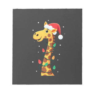 Christmas Giraffe Santa Hat Lights Giraffe Men Wom Notepad