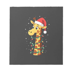 Christmas Giraffe Santa Hat Lights Giraffe Men Wom Notepad