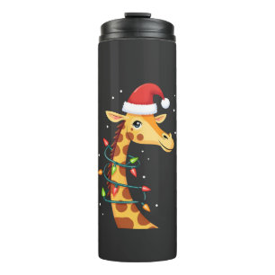 Christmas Giraffe Santa Hat Lights Giraffe Men Wom Thermal Tumbler