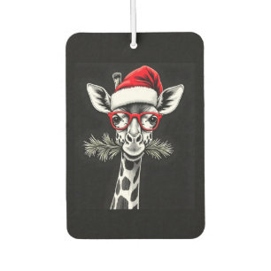 Christmas Giraffe Santa Hat Pajama Gift Family Mat Air Freshener