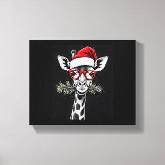 Christmas Giraffe Santa Hat Pajama Gift Family Mat Canvas Print