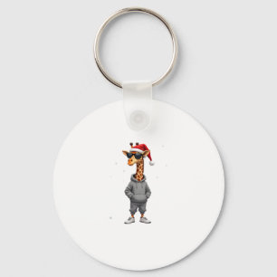 Christmas Giraffe Santa Long Sleeve T-Shirt (1) Keychain