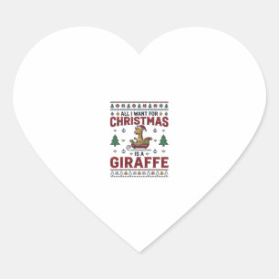 Christmas Giraffe Sleigh Funny Holiday T-Shirt Des Heart Sticker