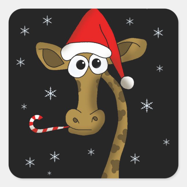 Christmas giraffe square sticker (Front)