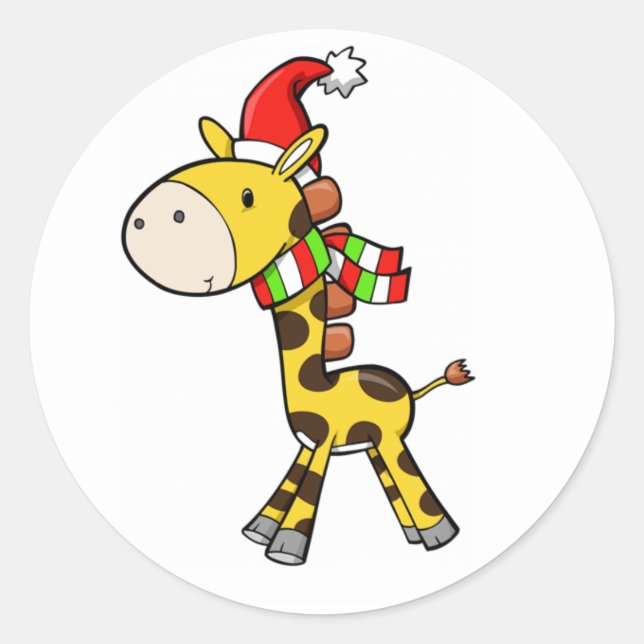 Christmas Giraffe Sticker (Front)