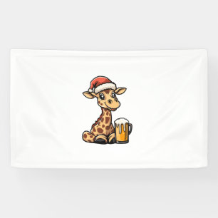 Christmas Giraffe With Beer _ Xmas Funny Party   Banner