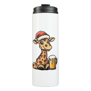 Christmas Giraffe With Beer _ Xmas Funny Party Thermal Tumbler