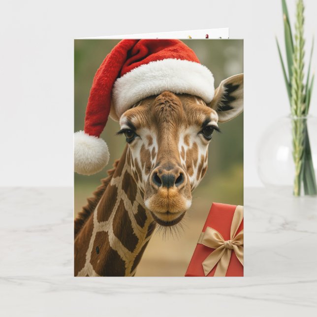 Christmas Giraffe With Holiday Gift Card (Front)