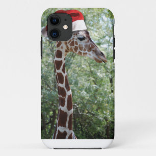 Christmas Giraffe With Santa Hat iPhone 11 Case