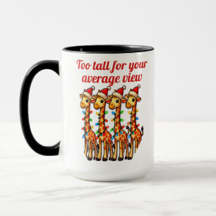Christmas Giraffes with Santa Hats and Lights Mug