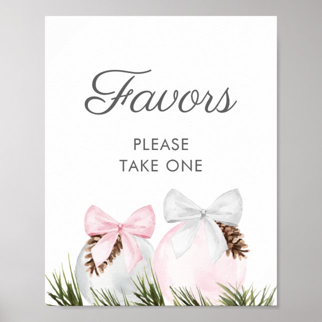 Christmas Girl Baby Shower Favours Sign Poster (Front)