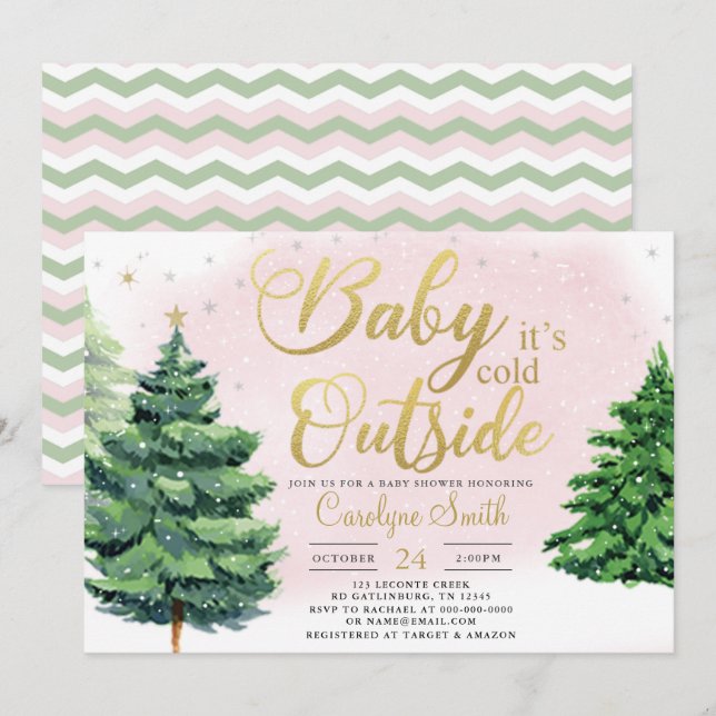 Christmas Girl Baby Shower Invitation (Front/Back)