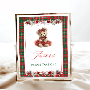 Christmas Girl Bear Baby Shower Favors Poster