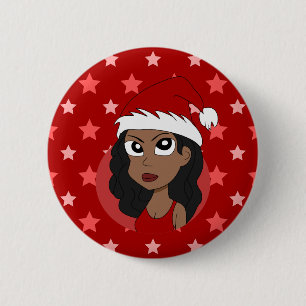 Christmas girl cartoon 2 inch round button
