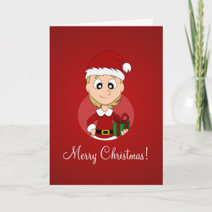 Christmas girl cartoon greeting card