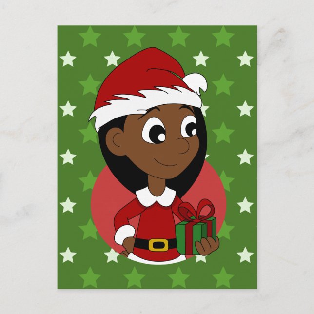 Christmas girl cartoon holiday postcard (Front)