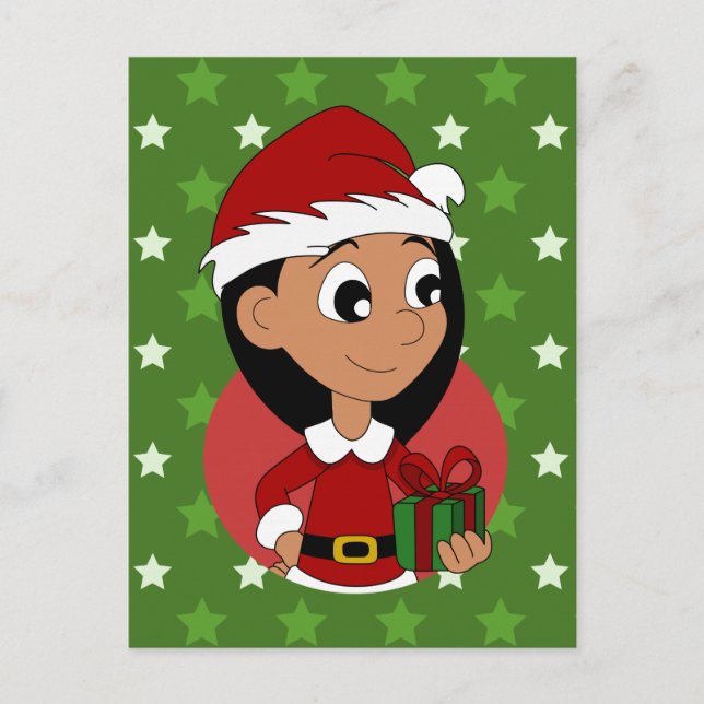 Christmas girl cartoon holiday postcard (Front)