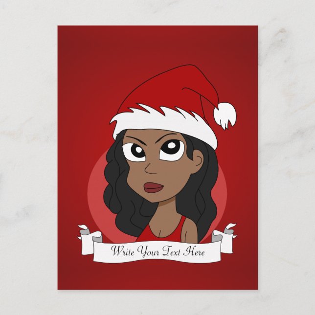 Christmas girl cartoon holiday postcard (Front)
