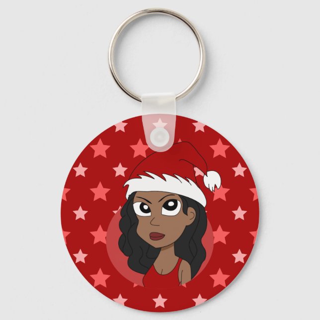 Christmas girl cartoon keychain (Front)