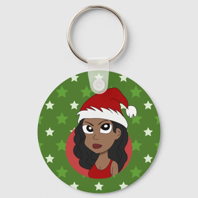 Christmas girl cartoon keychain (Front)