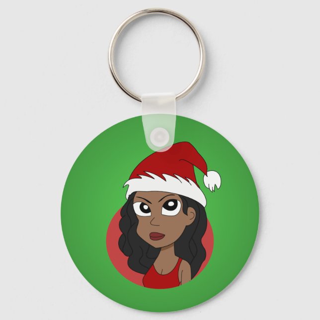 Christmas girl cartoon keychain (Front)