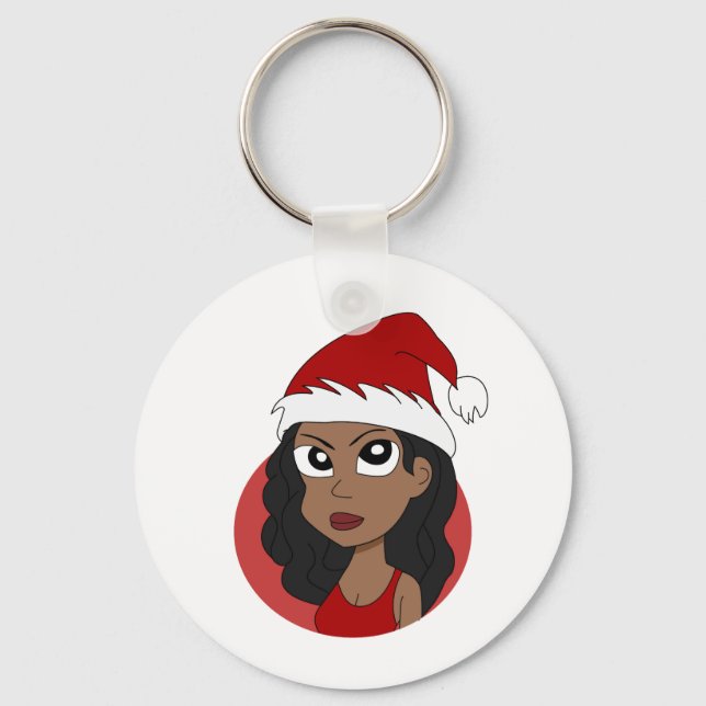 Christmas girl cartoon keychain (Front)