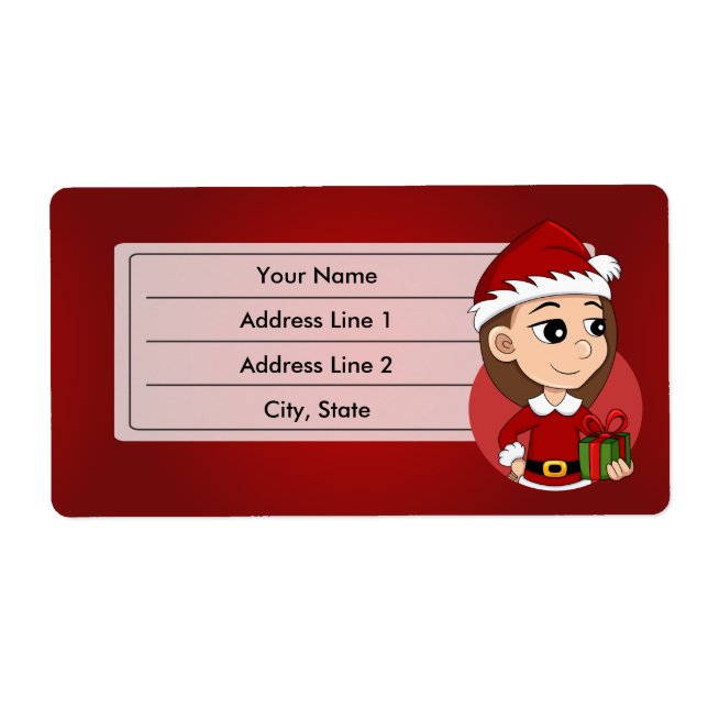 Christmas girl cartoon label (Front)