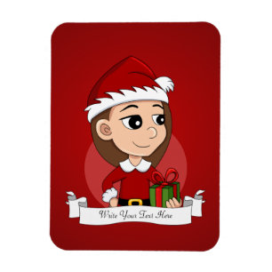 Christmas girl cartoon magnet